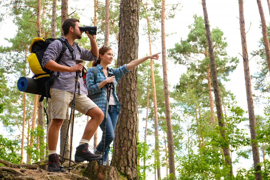 Couple on nature expedition