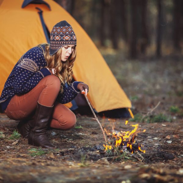 camping woman