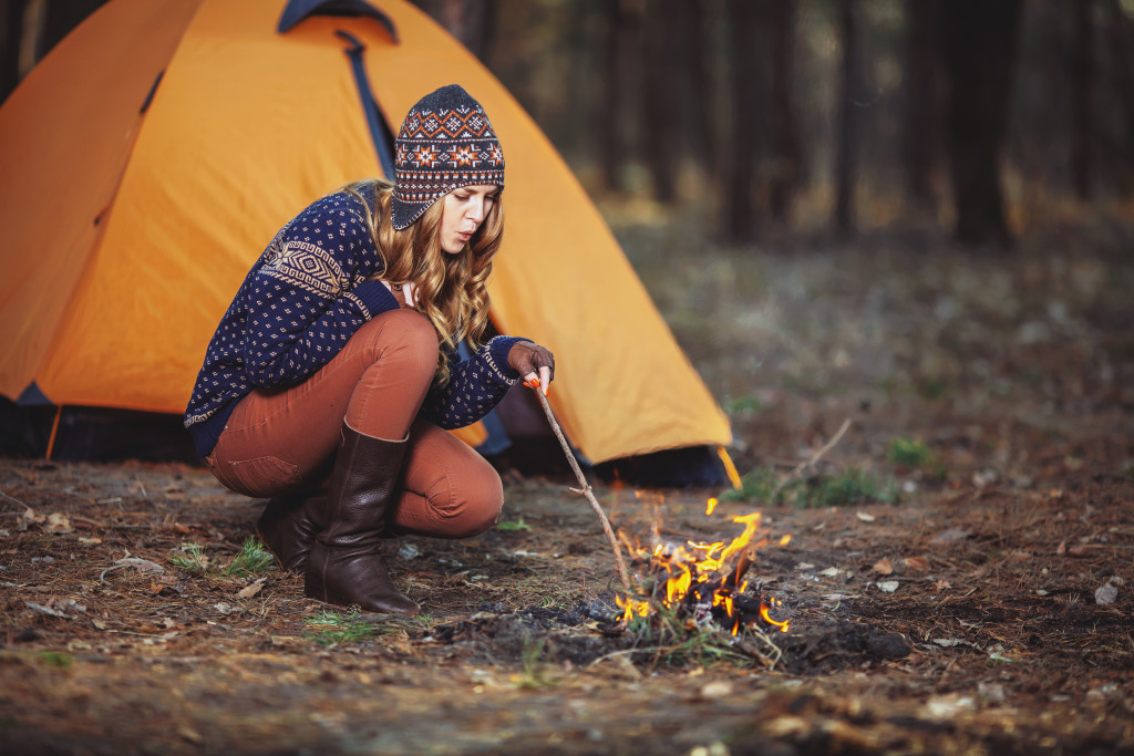camping woman